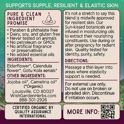 Pregnant Belly Skin Elasticity Oil Ingredients & Supplement Facts
