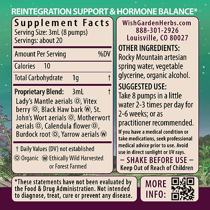 ReBalance After Birth Hormonal Ingredients & Supplement Facts